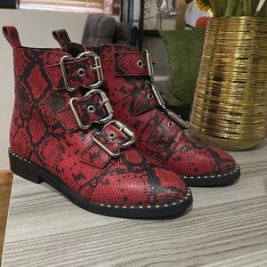 red snakeskin boots